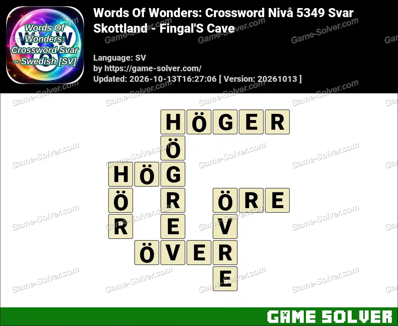 Words Of Wonders: Crossword Nivå 5349 Svar – Skottland – Fingal’S Cave